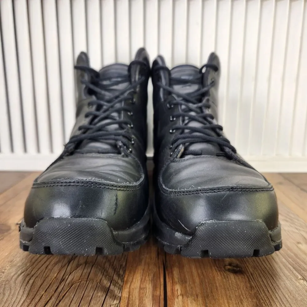 Nike Manoa Leather Boots Mens Size 11.5 Triple Black Water Resistant 454350-003